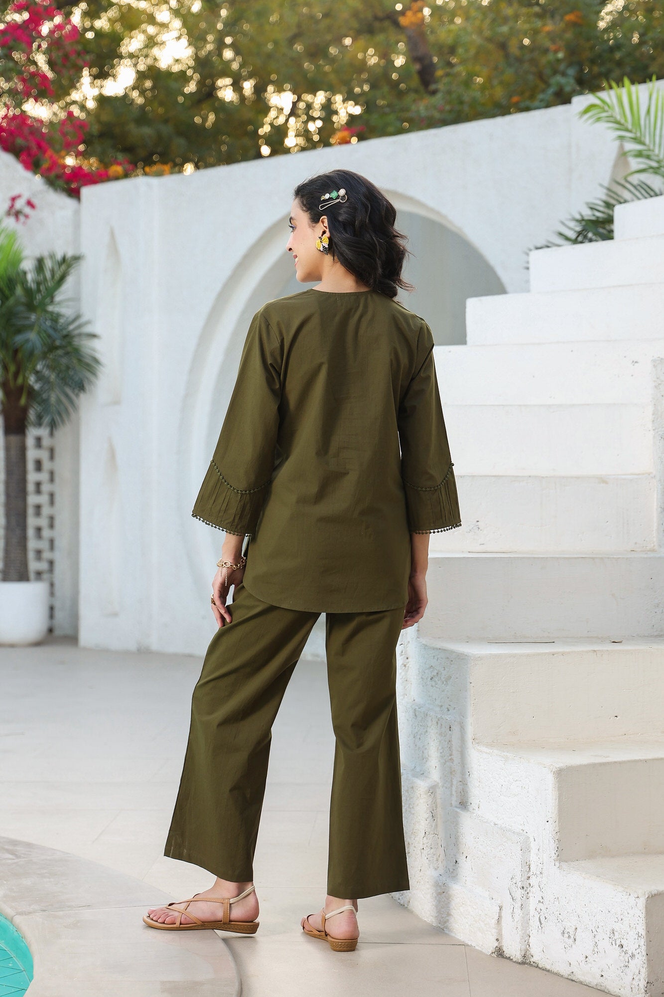 Dune Olive Cotton Flex Co-ord Set