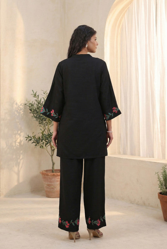 Black Floral Printed Cotton Co-ord Set