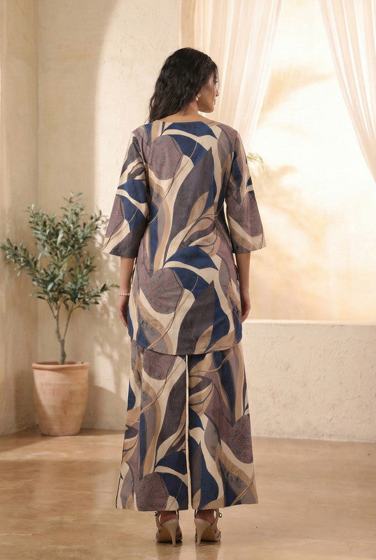 Multicolor Designer Abstract Printed Cotton Co-ord Set