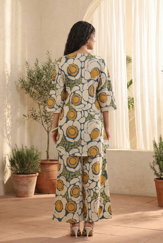 Multicolour Floral Motif Printed Cotton Co-ord Set