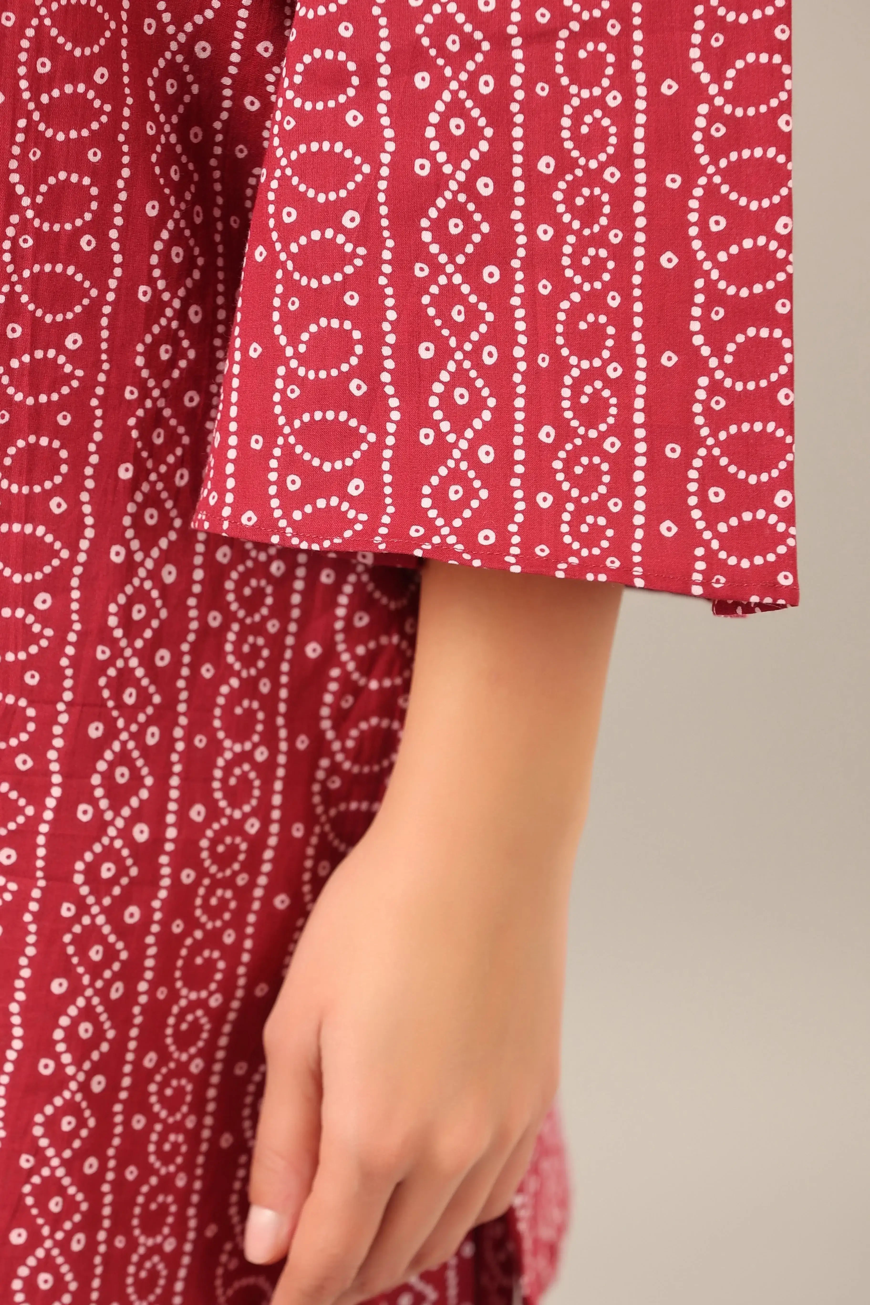 Bandhej on Maroon Cotton Palazzo Loungewear Set