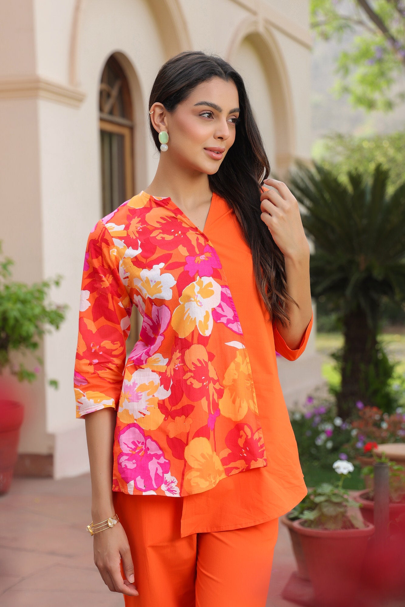 Citrus Chic Color Blocking Cotton Co-ord Set