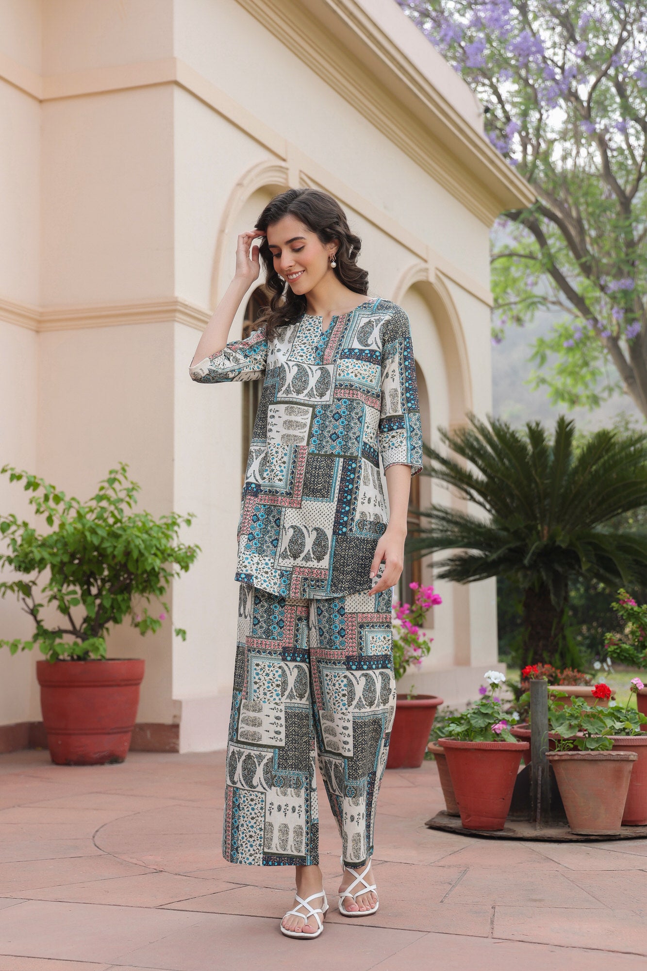 Miniature Metropolis Cotton Flex Palazzo Loungewear Set