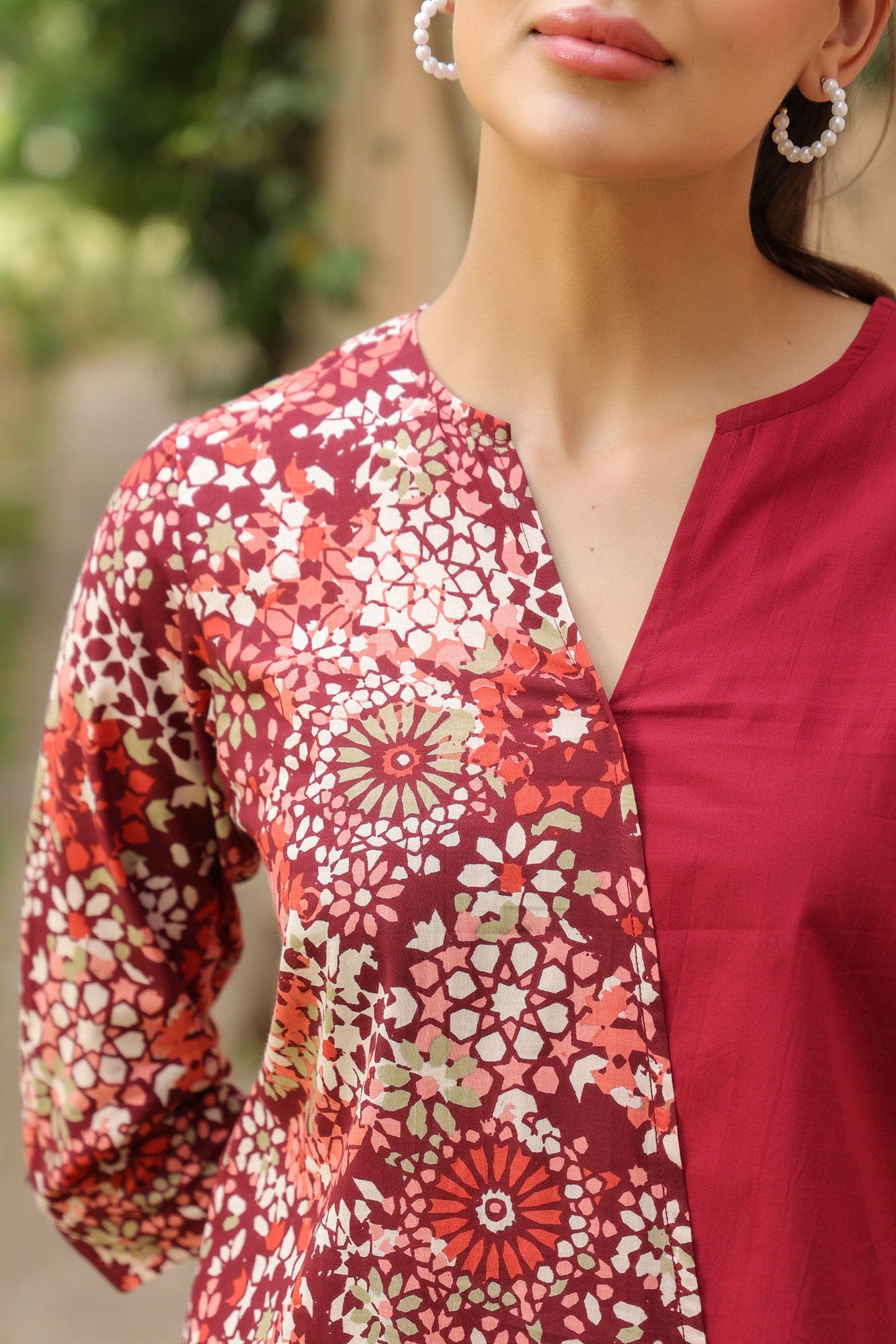 Duet in Carmine Cotton Co-ord Set