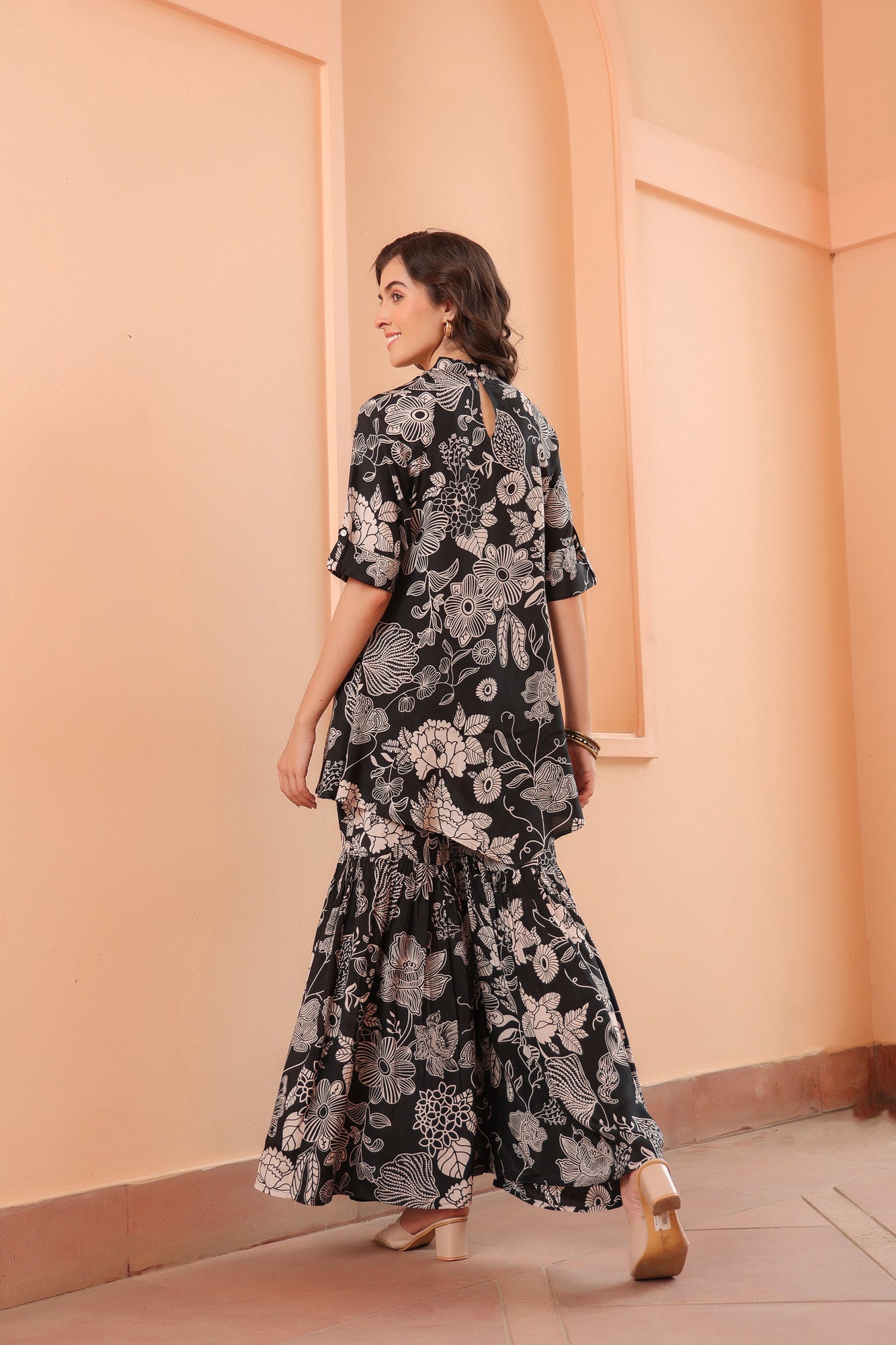 Inkblot Iris Sharara Russian Silk Co-ord Set