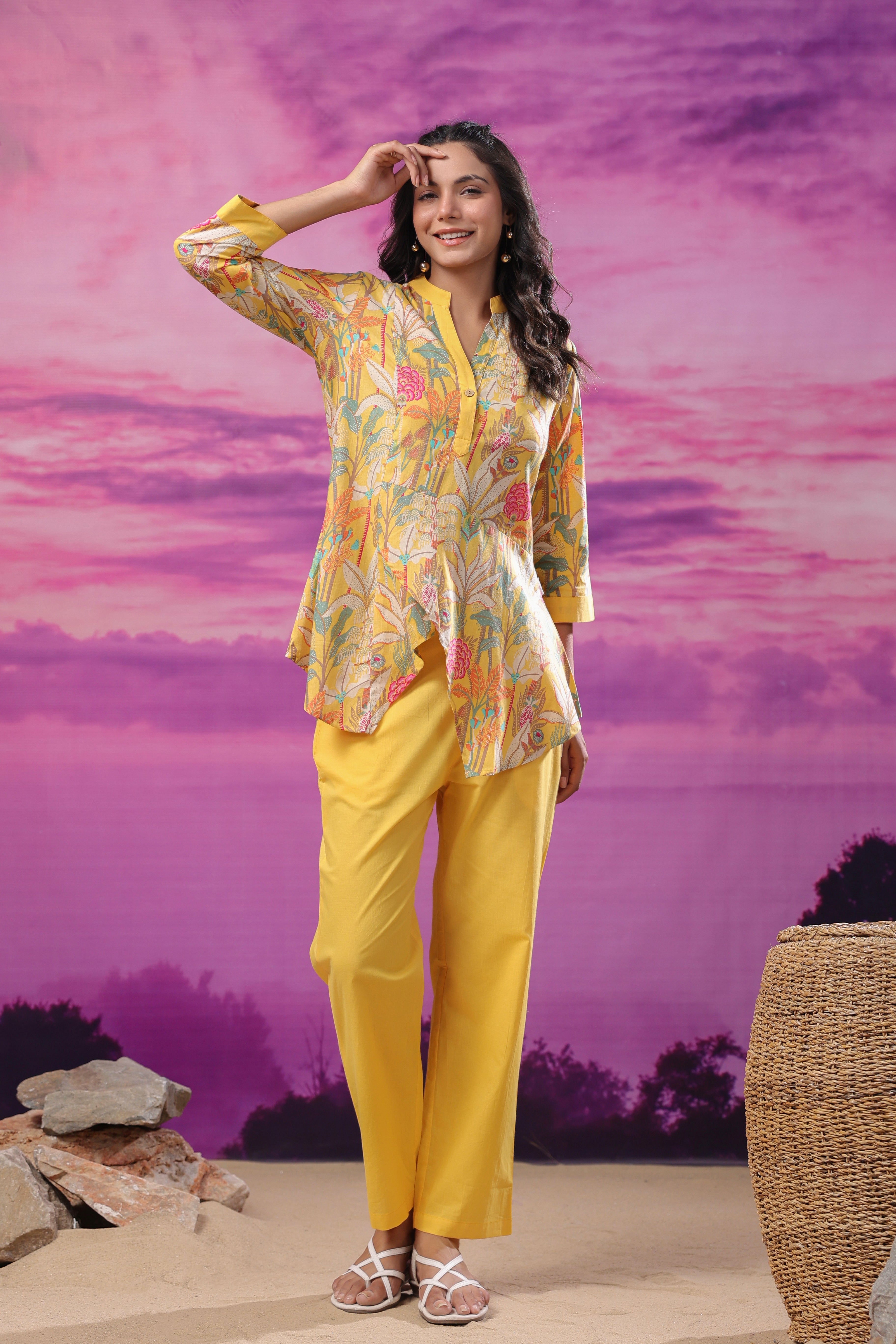 Elysian Bloom Yellow Cotton Co-ord Set