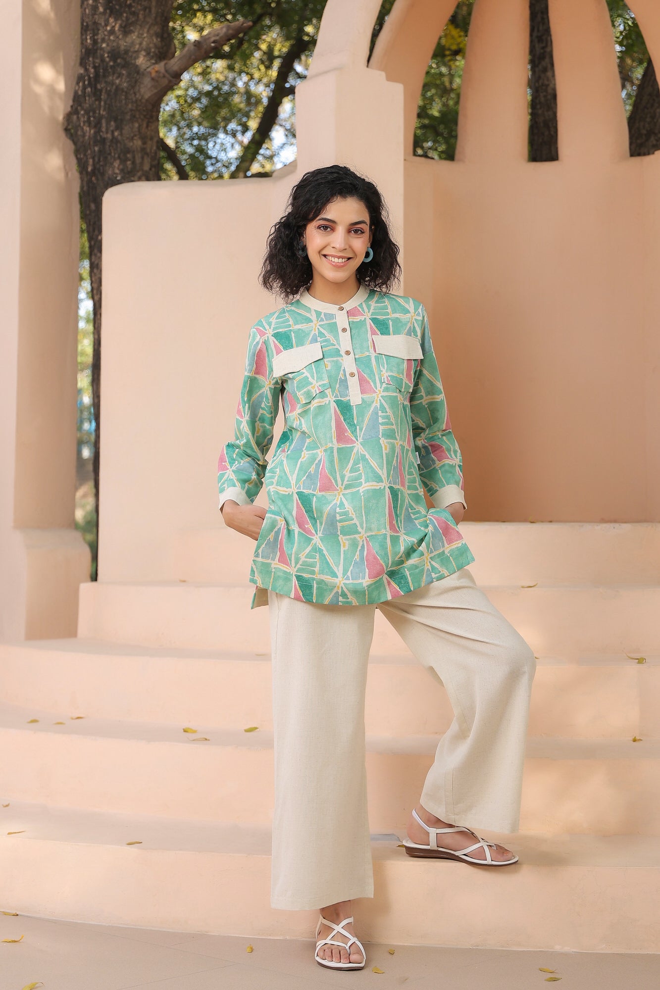 Saunter Geometric Cotton Flex Co-ord  Set