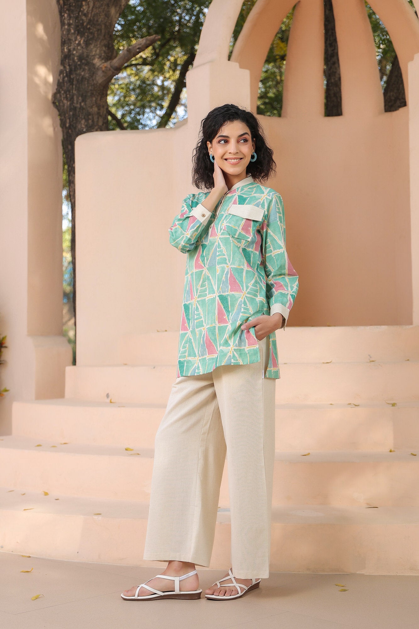 Saunter Geometric Cotton Flex Co-ord  Set