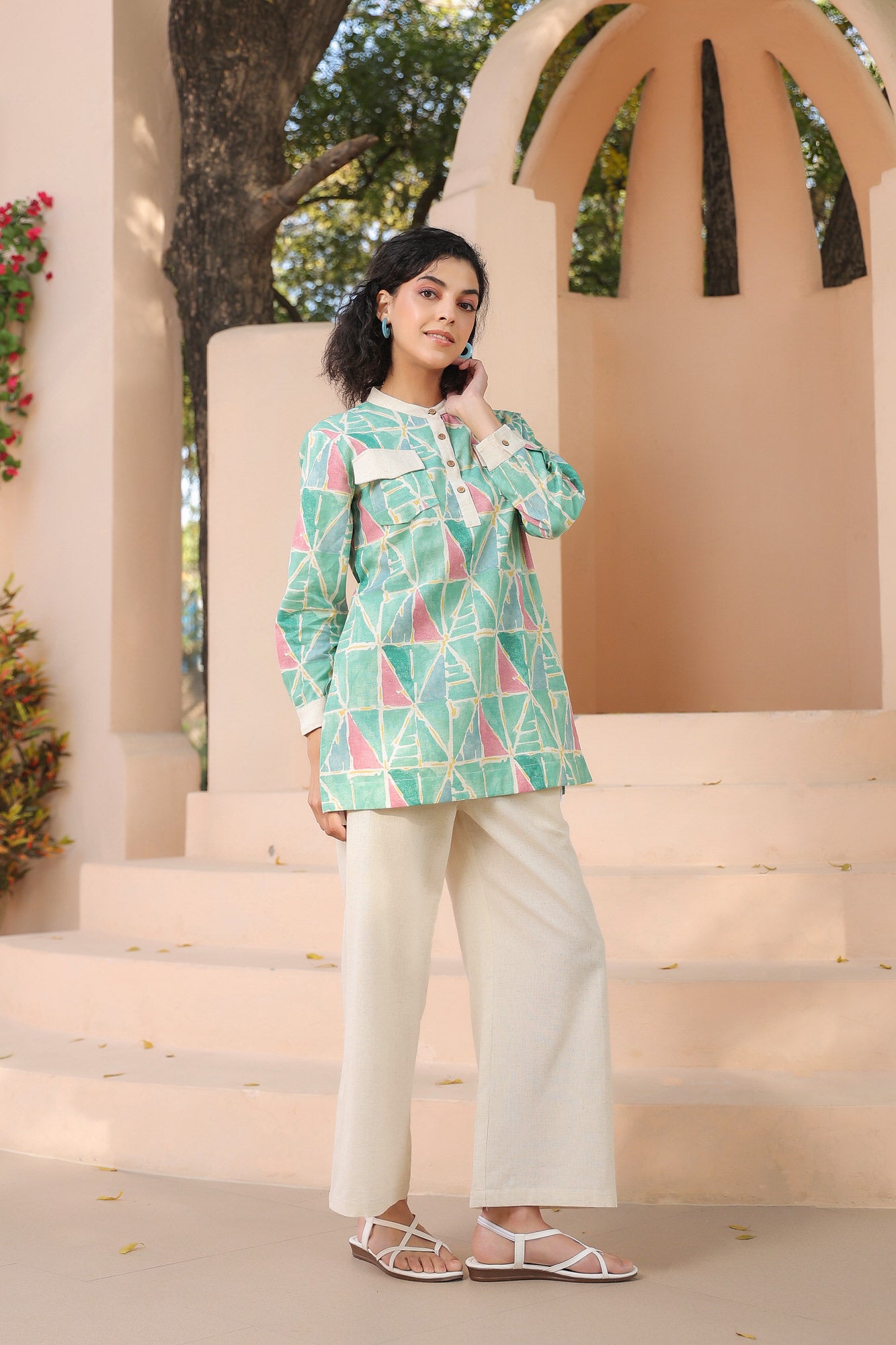 Saunter Geometric Cotton Flex Co-ord  Set