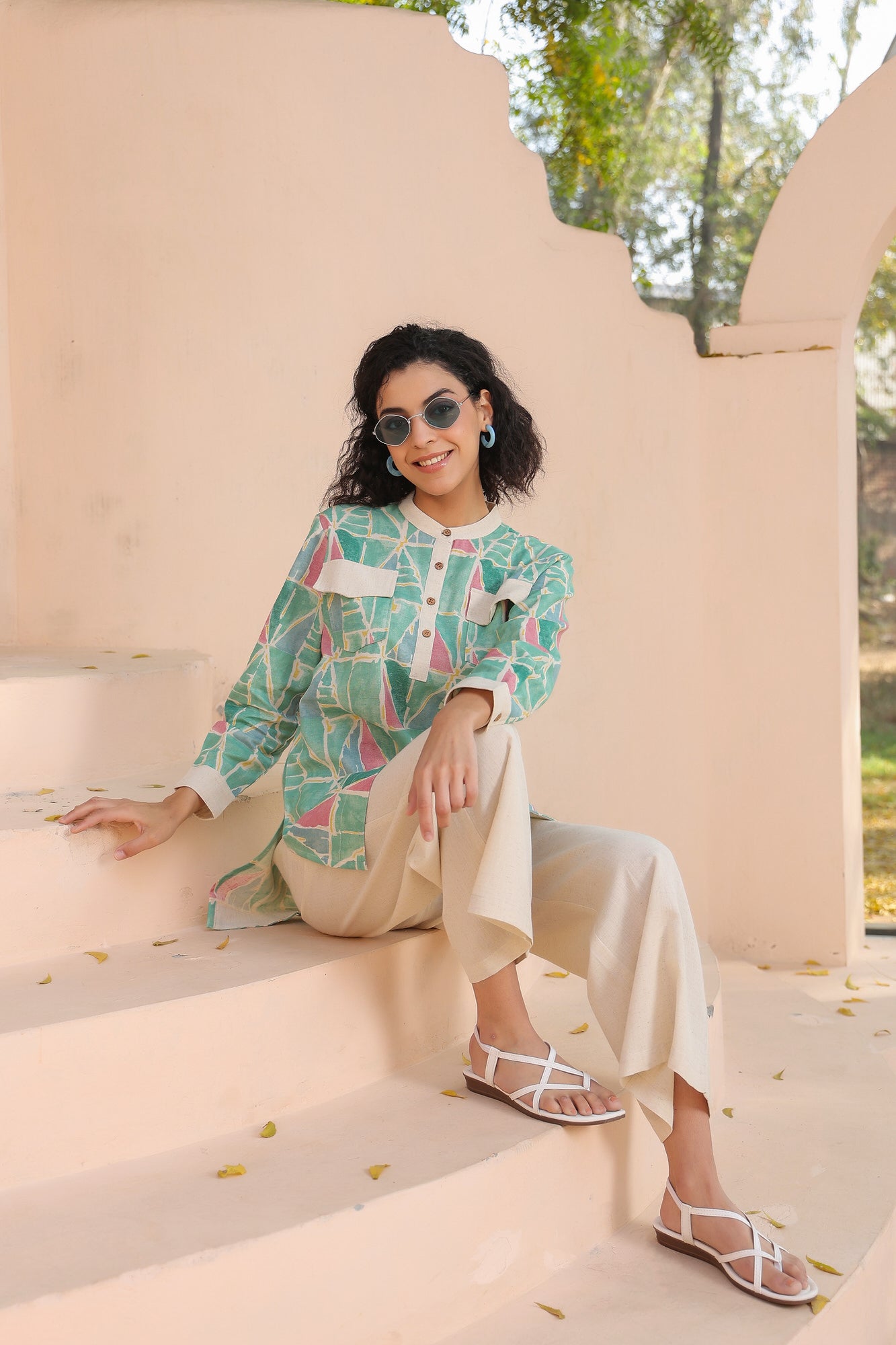 Saunter Geometric Cotton Flex Co-ord  Set