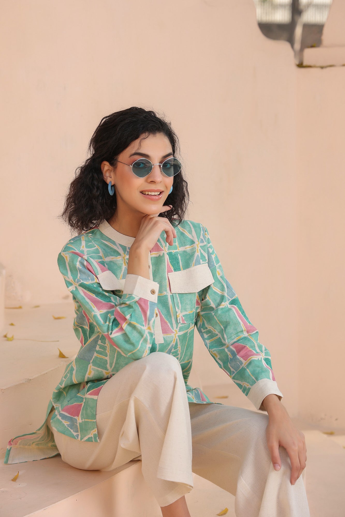 Saunter Geometric Cotton Flex Co-ord  Set
