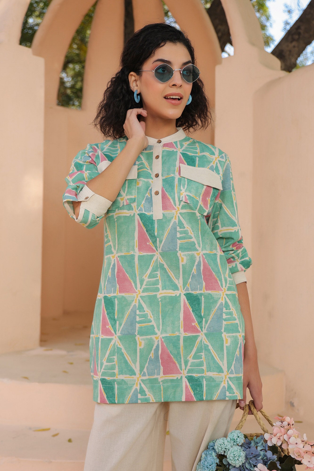 Saunter Geometric Cotton Flex Co-ord  Set