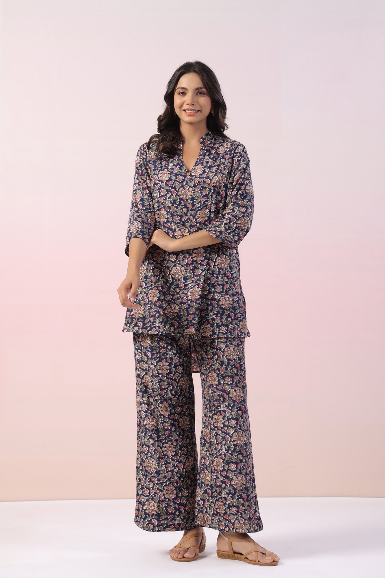 Zesty Floral Russian Silk Co-ord Set