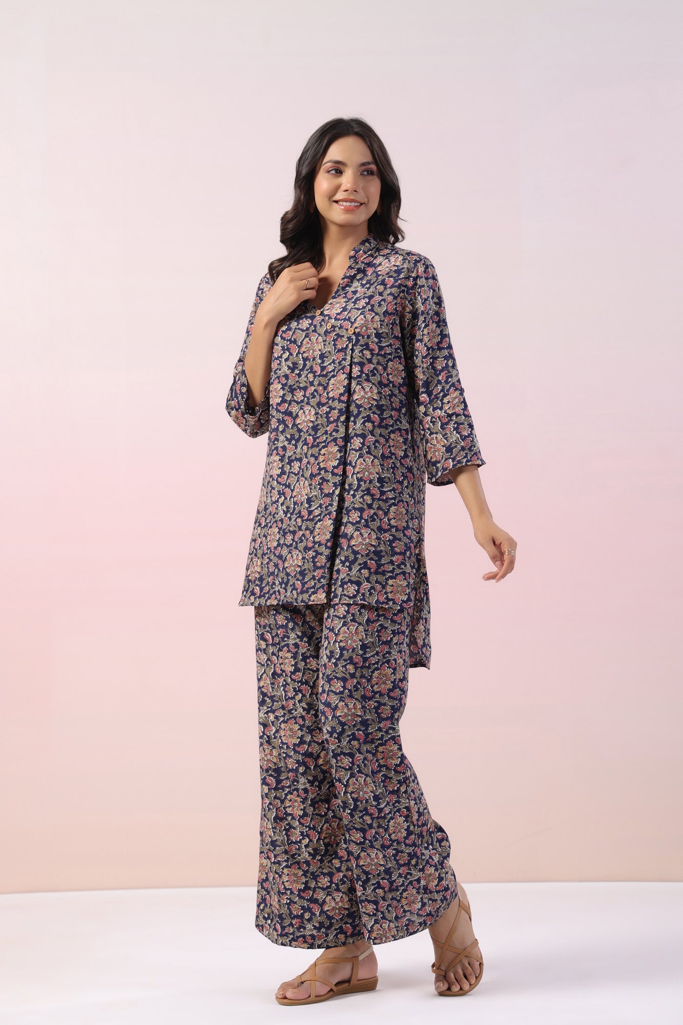 Zesty Floral Russian Silk Co-ord Set