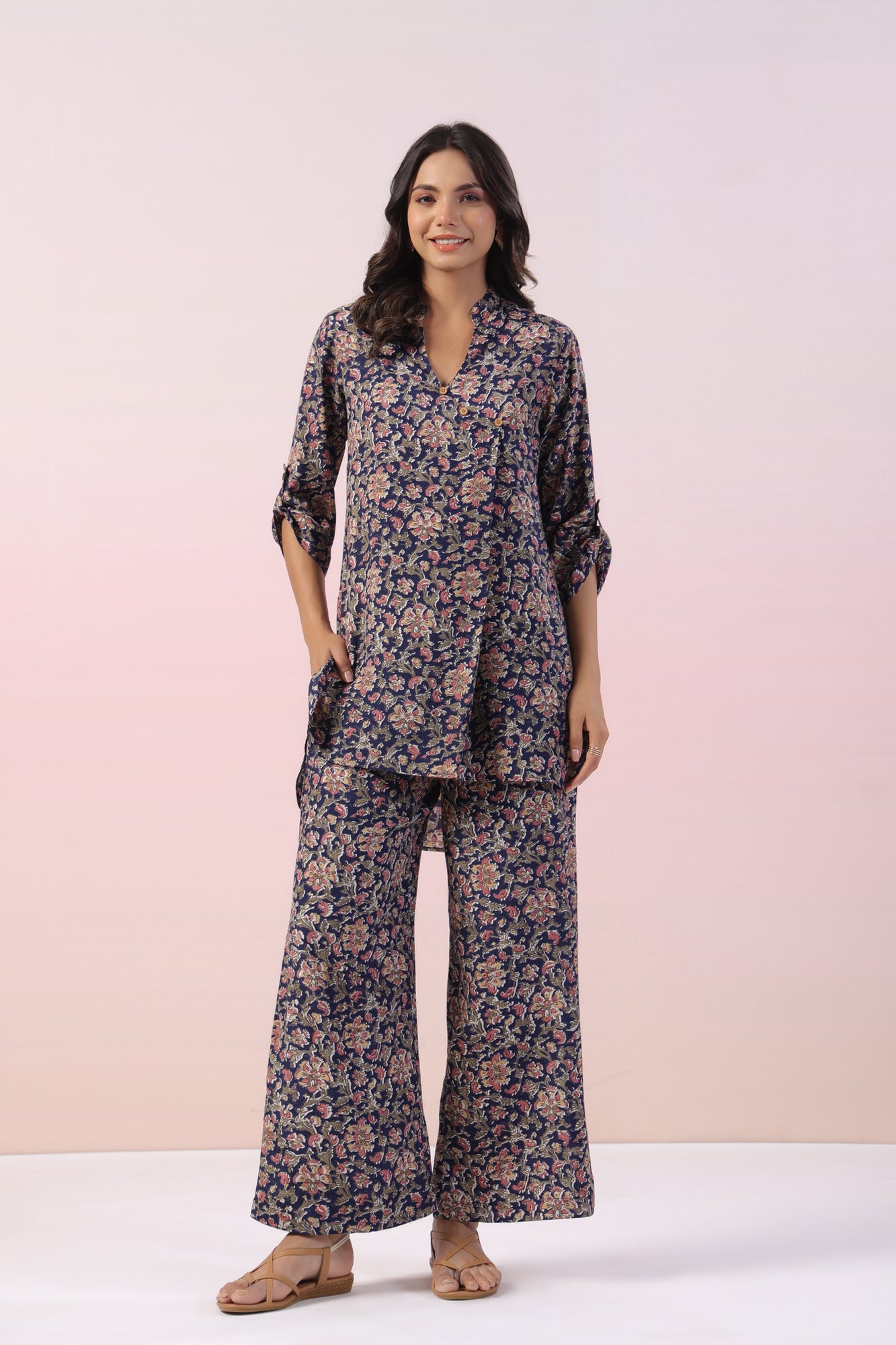 Zesty Floral Russian Silk Co-ord Set