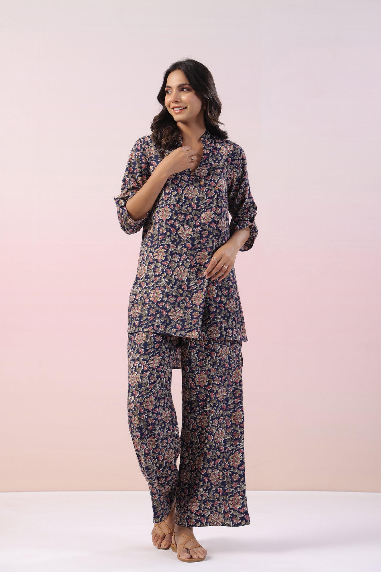 Zesty Floral Russian Silk Co-ord Set