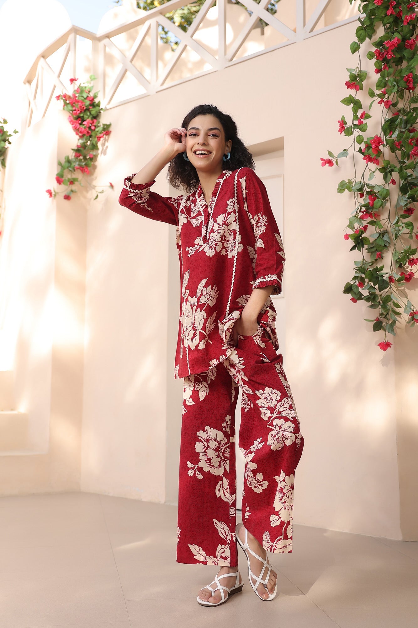 Kinetic Maroon Cotton Co-ord Set