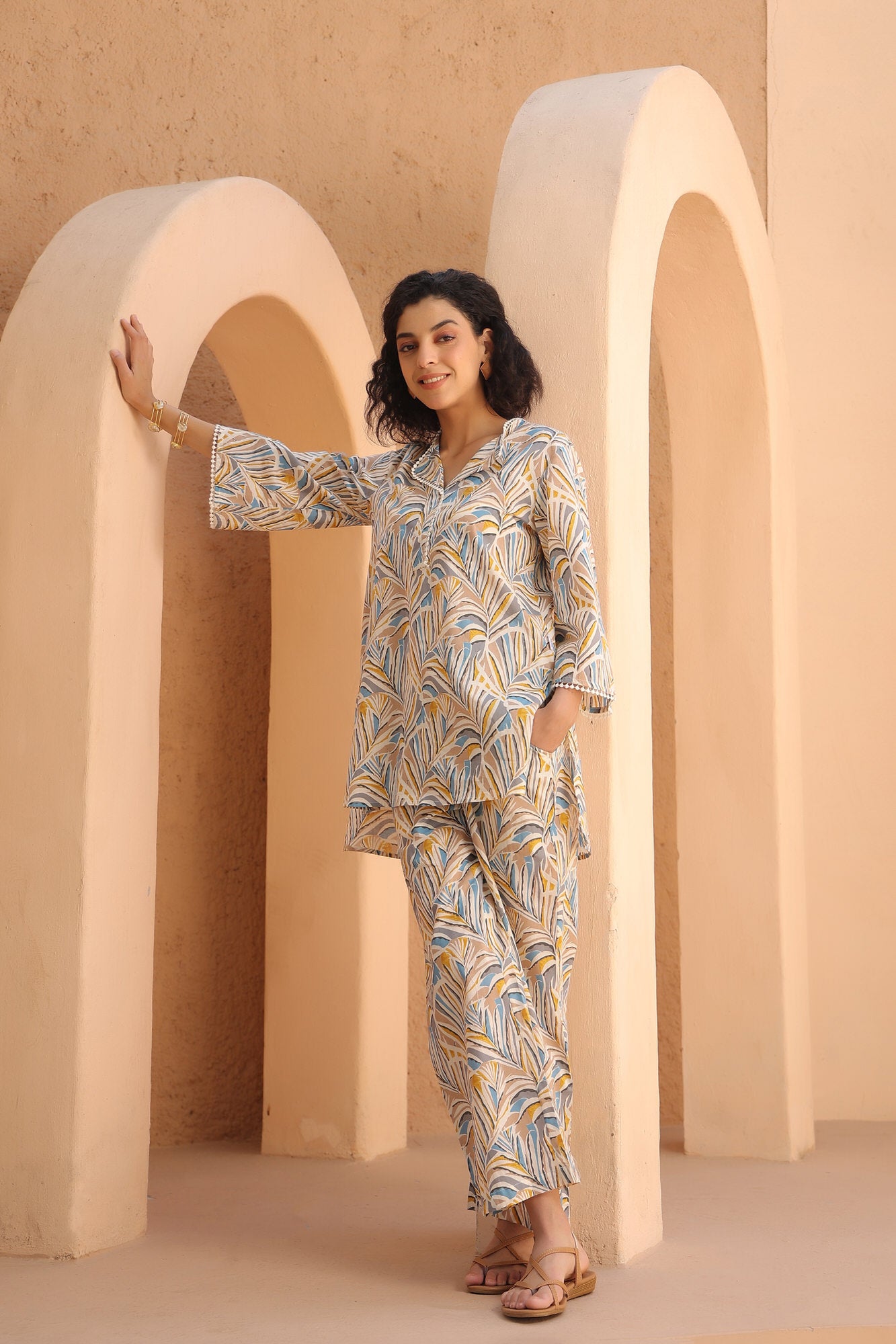 Coastal Lines Cotton Co-ord Set