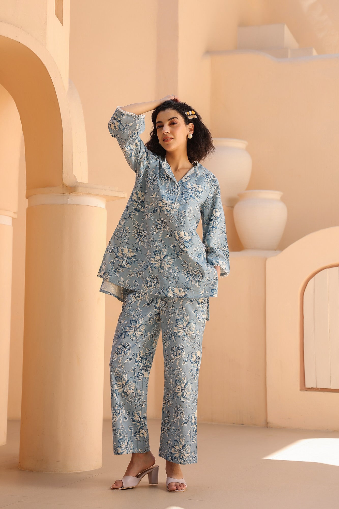 Cascade Blue Cotton Co-ord Set