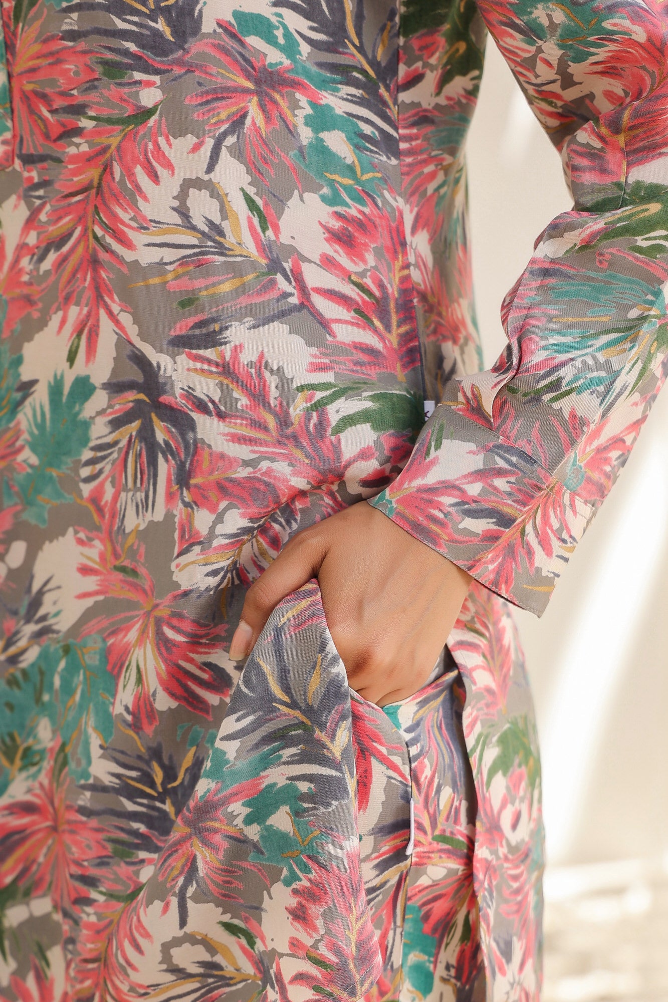Abstract Floral Russian Silk Co-ord Set