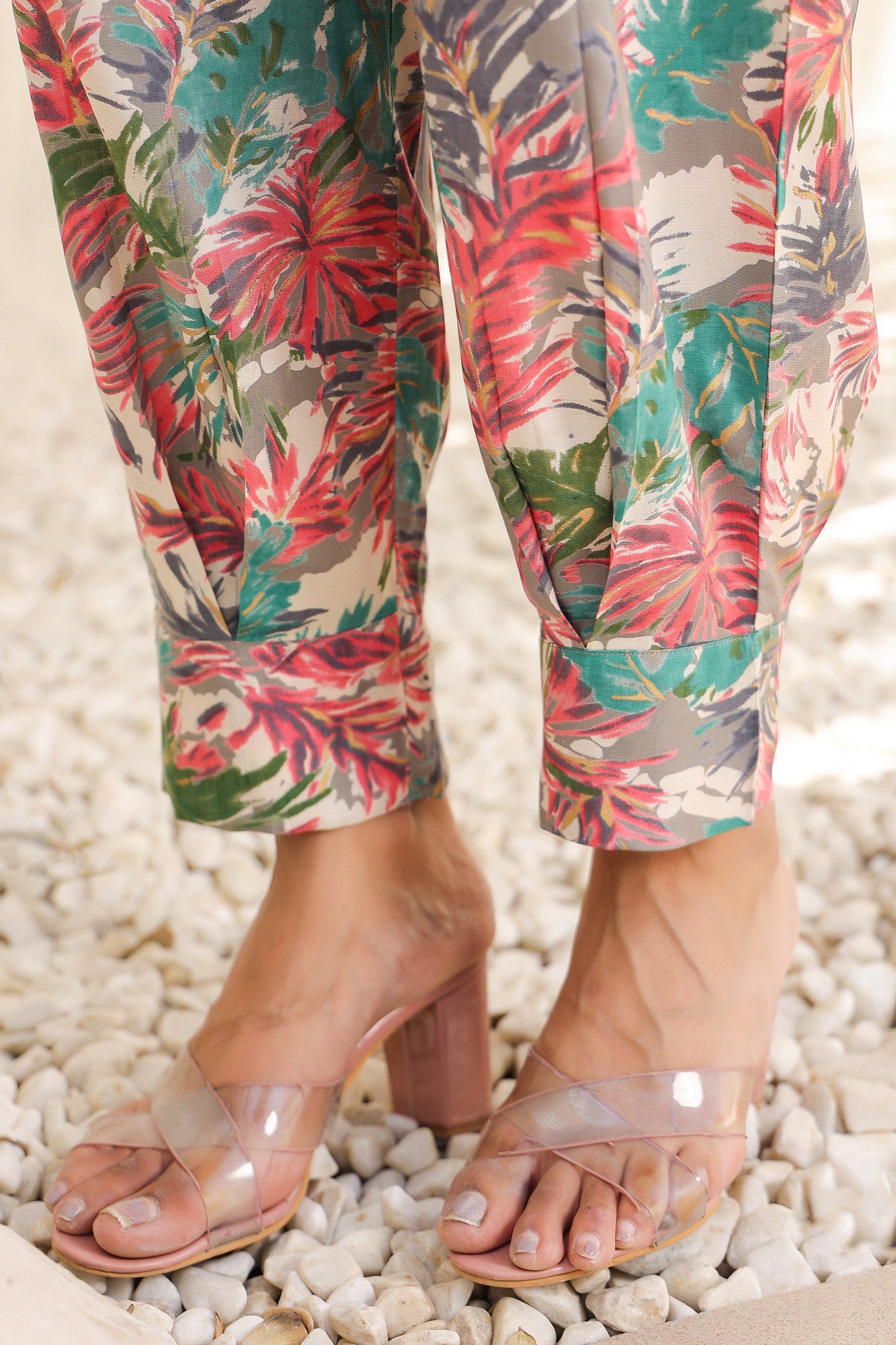 Abstract Floral Russian Silk Co-ord Set