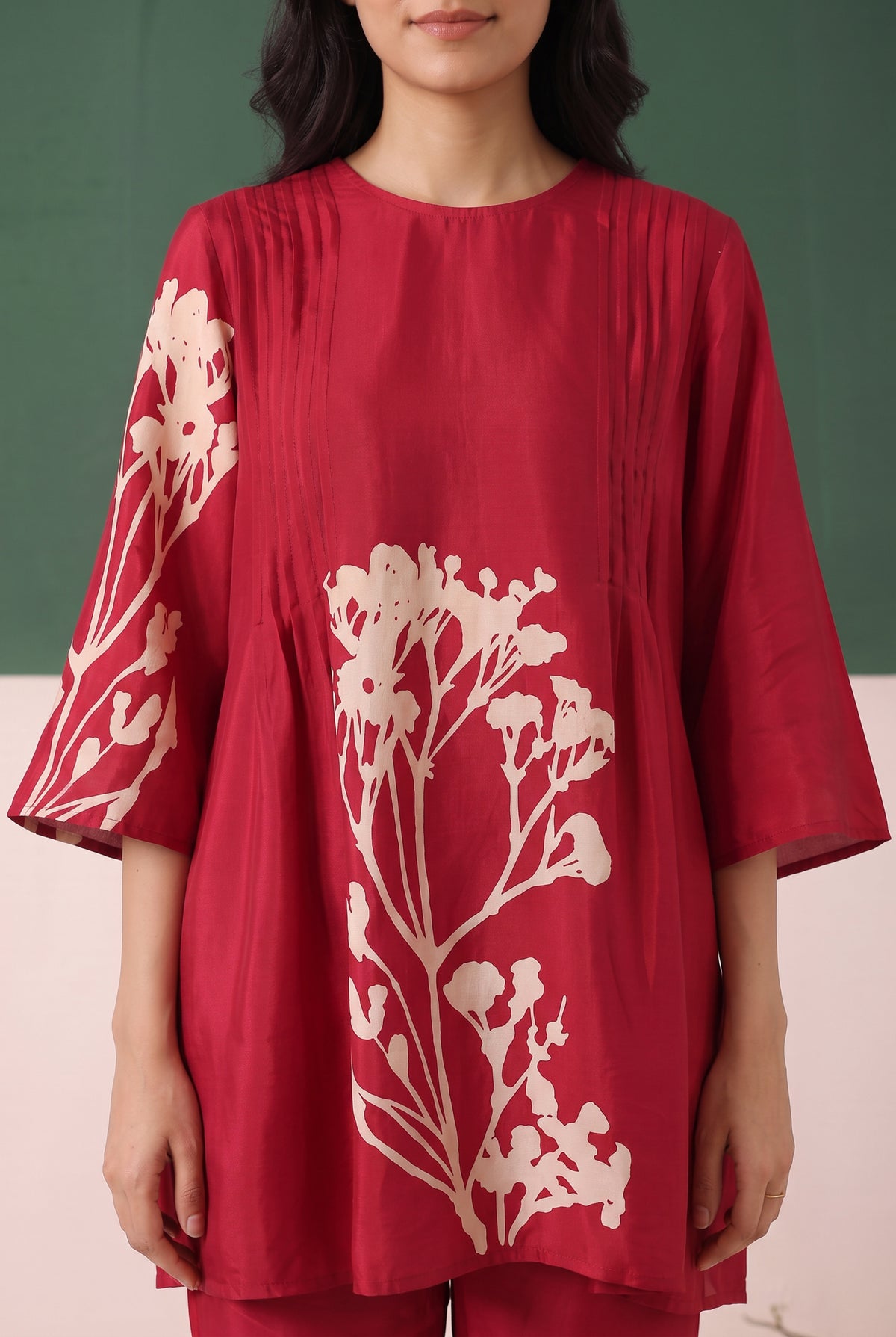 Red Leaf Russian Silk Co-ord set