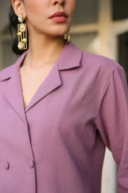 Mauve Bliss Blazer Cotton Flex Co-ord Set