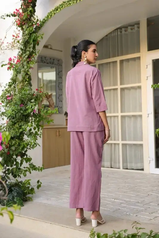 Mauve Bliss Blazer Cotton Flex Co-ord Set