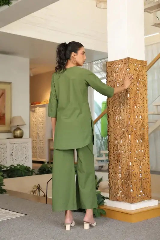 Olive Bloom Cotton Co-ord Set