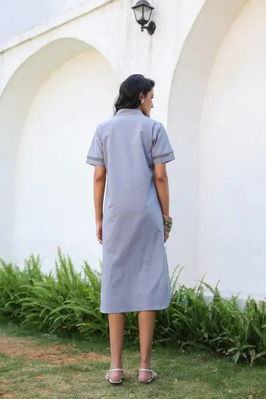 Slate Grey Safari Cotton Dress