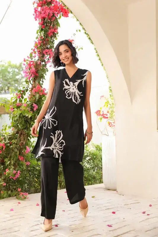 Black Iris Russian Silk Co-ord Set