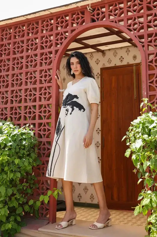 Monochrome Muse Cotton Dress