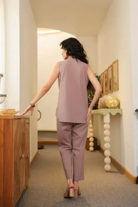 Mauve Muse Sleeveless Cotton Co-ord Set
