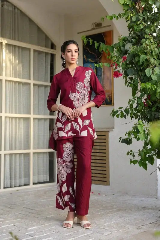 Wine Whimsy Russian Silk Co-ord Set