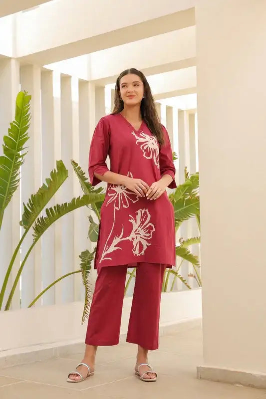 Cherry Peach Cotton Co-ord Set