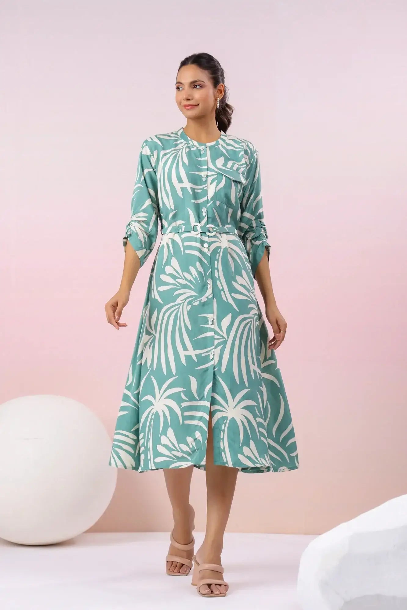 Coastal Paradise Teal Russian Silk Dress