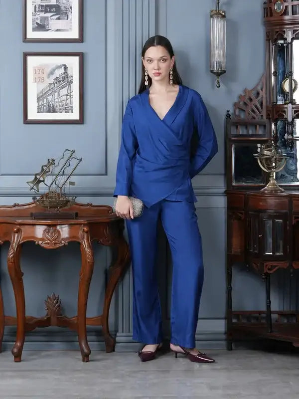 Cobalt Charm Russian Silk Co-ord Set