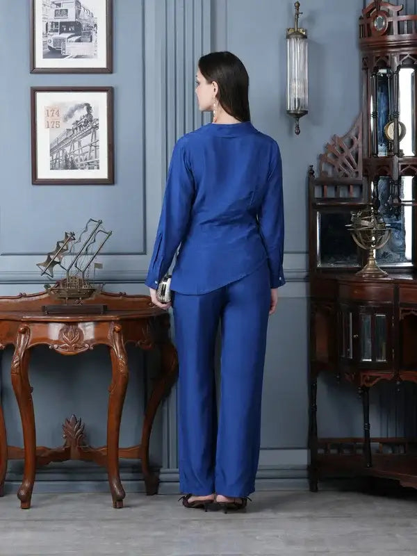 Cobalt Charm Russian Silk Co-ord Set