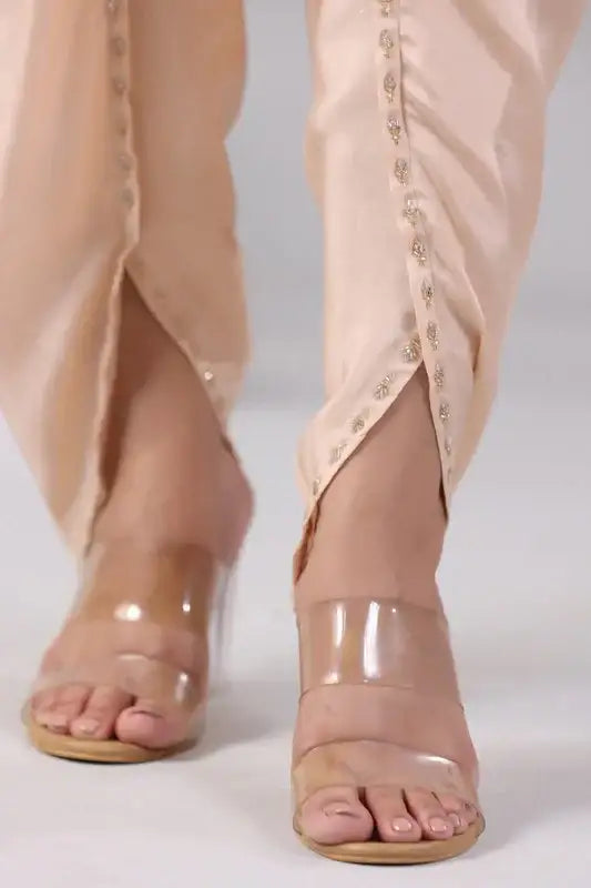 Peach Blossom High-Low Russian Silk Co-ord Set