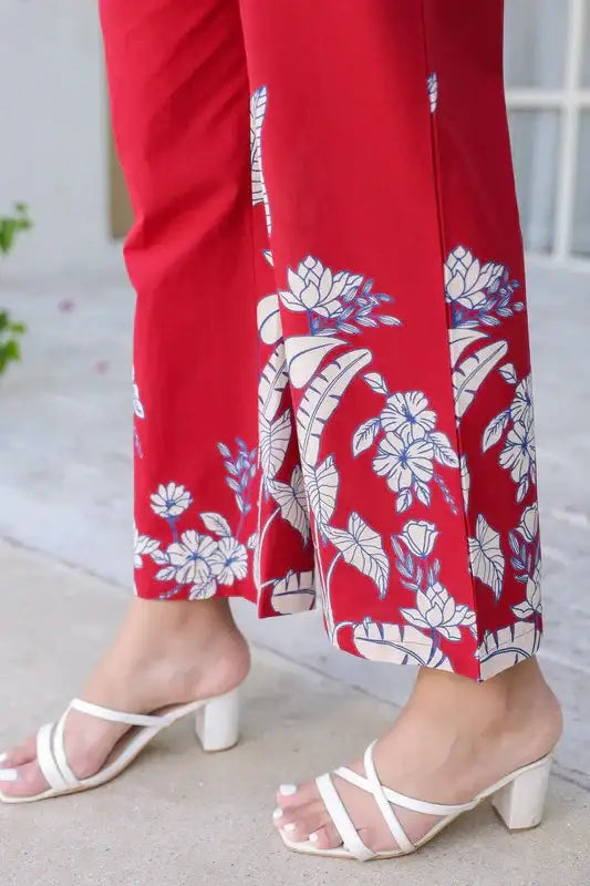Scarlet Maple Maroon Leaf Cotton Co-ord Set