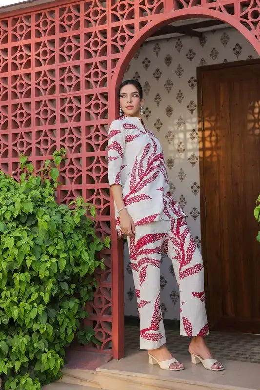 White Rouge Cotton Flex Co-ord Set