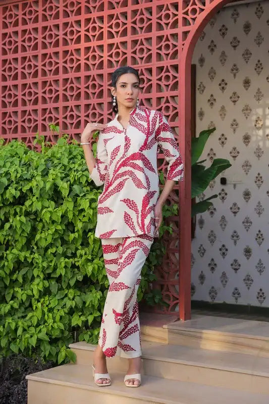 White Rouge Cotton Flex Co-ord Set