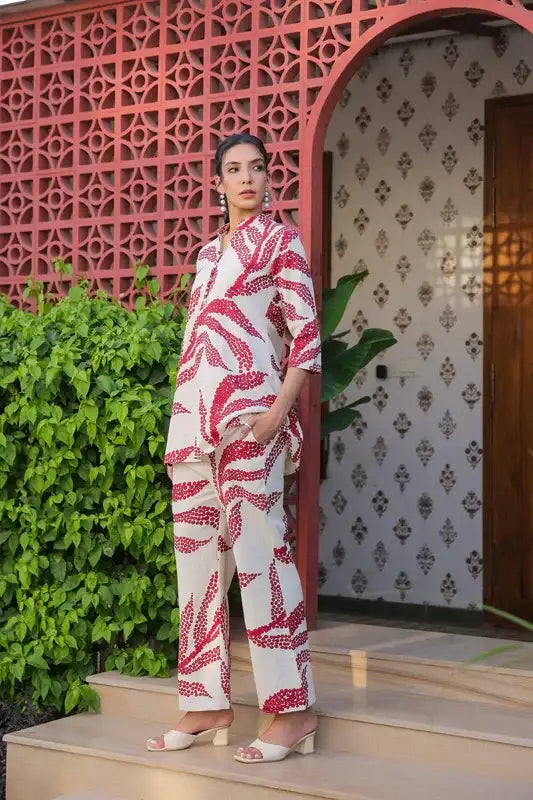 White Rouge Cotton Flex Co-ord Set