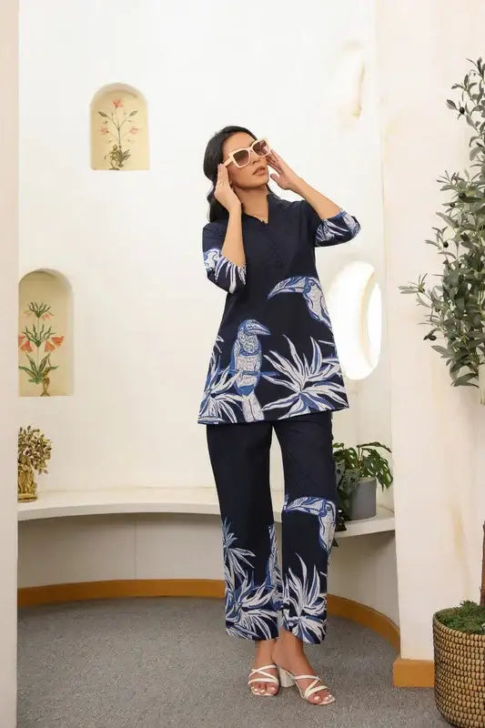 Nature’s Indigo Canvas Cotton Co-ord Set