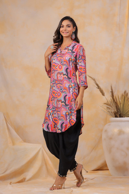 Noir Petals Russian Silk Co-ord Set
