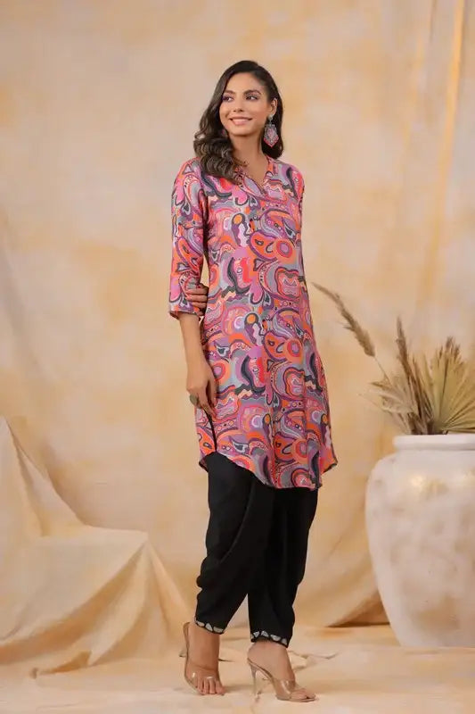 Noir Petals Russian Silk Co-ord Set