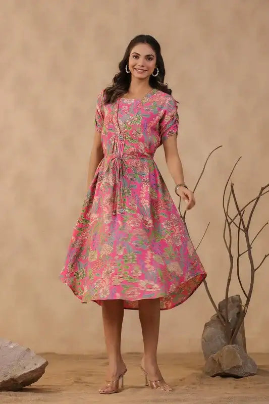 Rosette Garden Russian Silk Dress