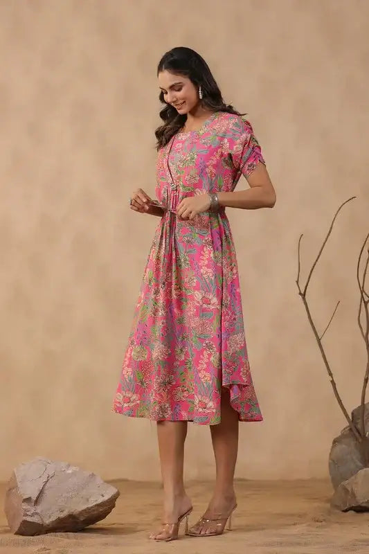 Rosette Garden Russian Silk Dress