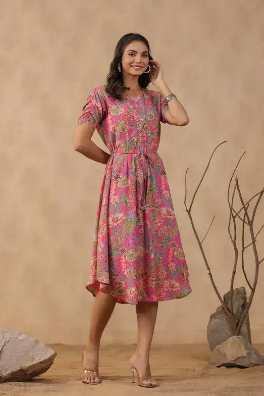Rosette Garden Russian Silk Dress