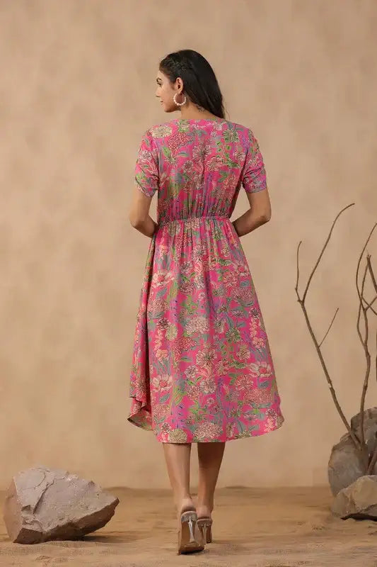 Rosette Garden Russian Silk Dress